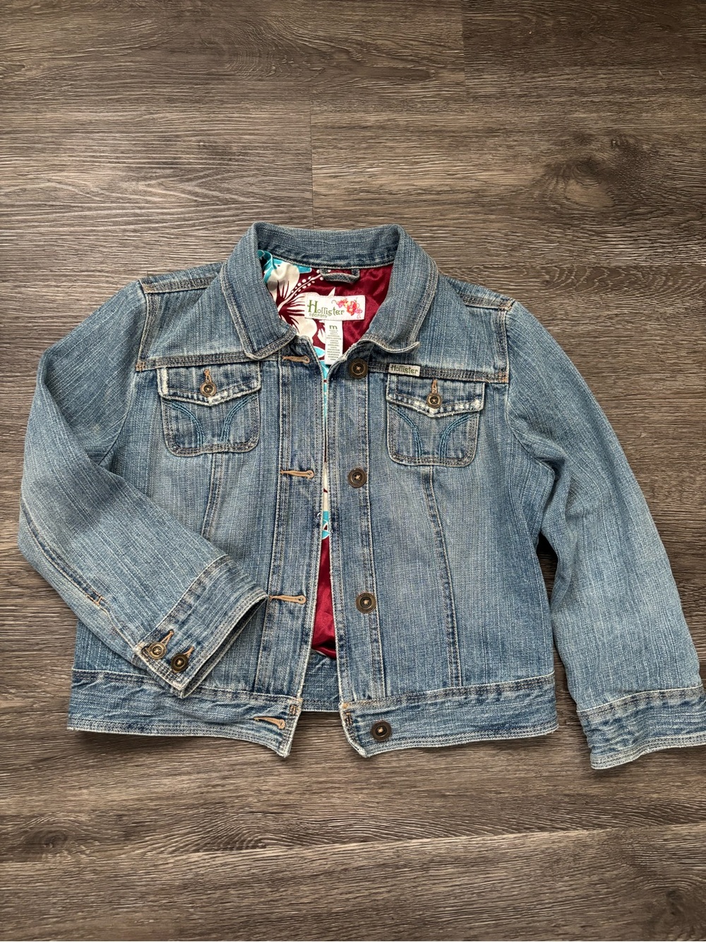 Hollister Kids Light Blue Denim Jacket with Floral Lining